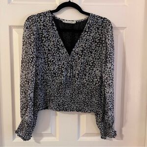 Abercrombie & Finch Black Long Sleeve Floral Top